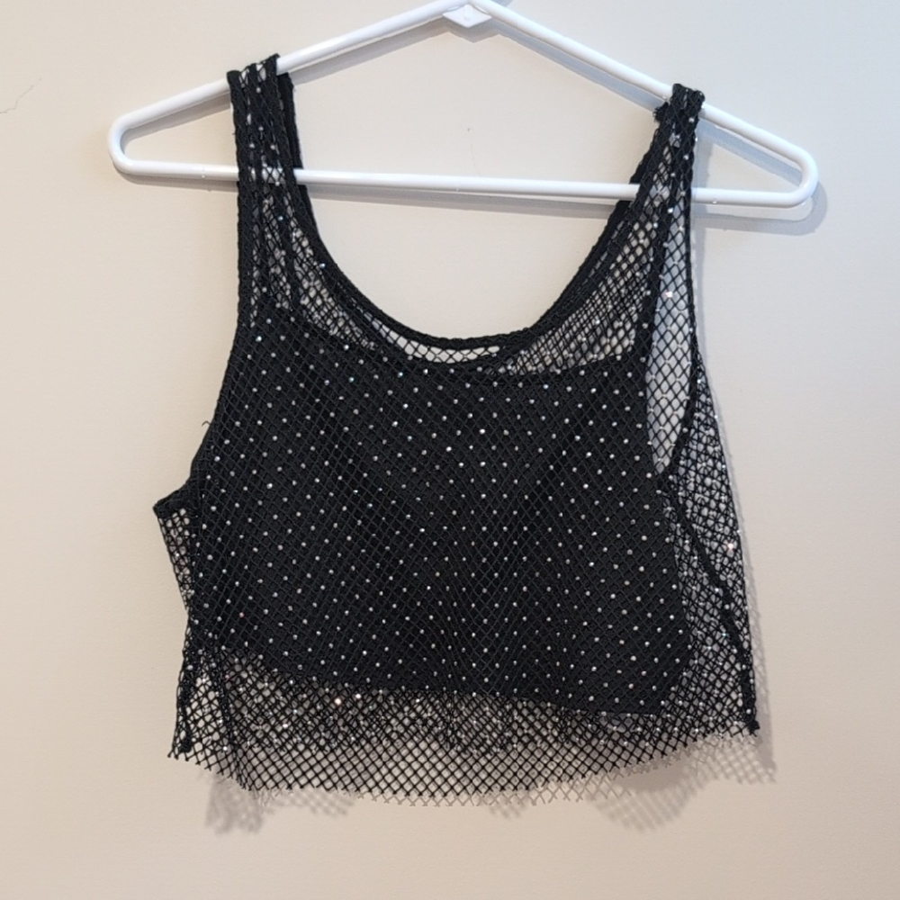 Sincerely Jules Black Mesh Crop Top